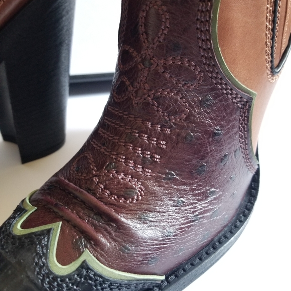 Dsquared2 Embroidered Pointed Toe Western Leather Boots Size 38 Brown Bl… - Picture 4 of 11